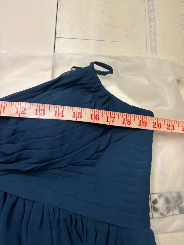 Azazie Blue Bridesmaid Dress Size 16 Sleeveless Maxi Prom Formal Side Slit - Image 3