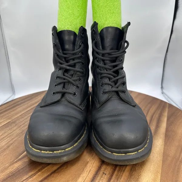 Dr. Martens 1460 Smooth Leather Lace Up Boots‎ Black Combat Goth Moto Women's 5 - Image 4