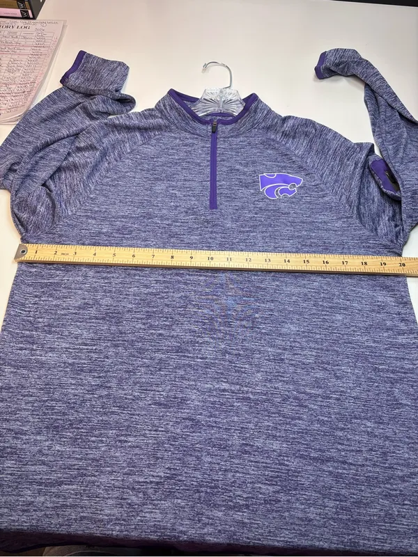 Colosseum Purple Heather 1/4Zip Long Sleeve Pullover Kansas State Wildcats Sz S - Image 10