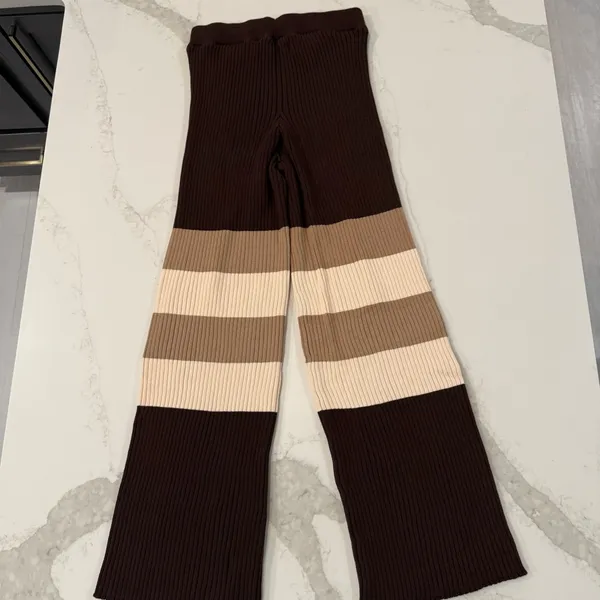 Free People Beach NWT Kami Hooded Sweater Set Womens Small Brown/Cream Oversized - Image 14