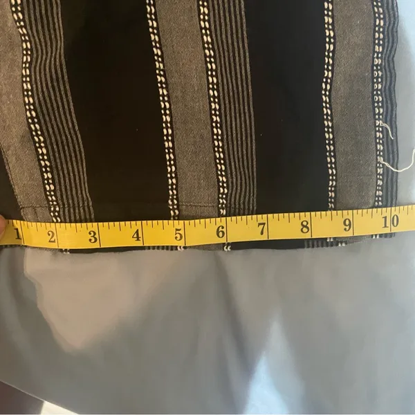 Topshop black gray striped wide leg trousers paperbag pants tie waist size small - Image 11