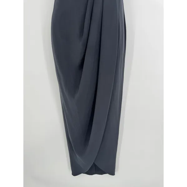 Shona Joy U Wire Bustier Draped Strapless Midi Dress Size 4 Gray Formal Wedding - Image 8
