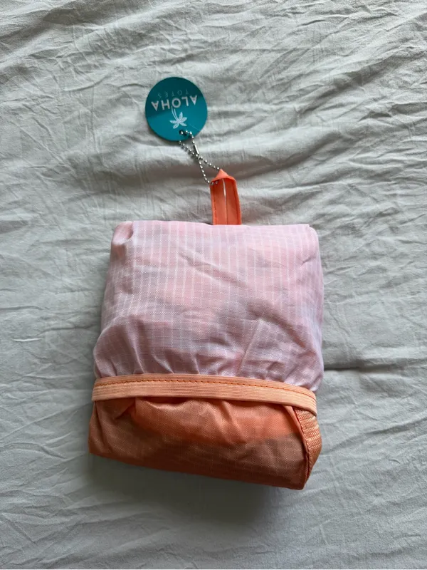 Aloha Hawaii Foldable 2‎ Tote Bag - Gray & Coral - Image 14