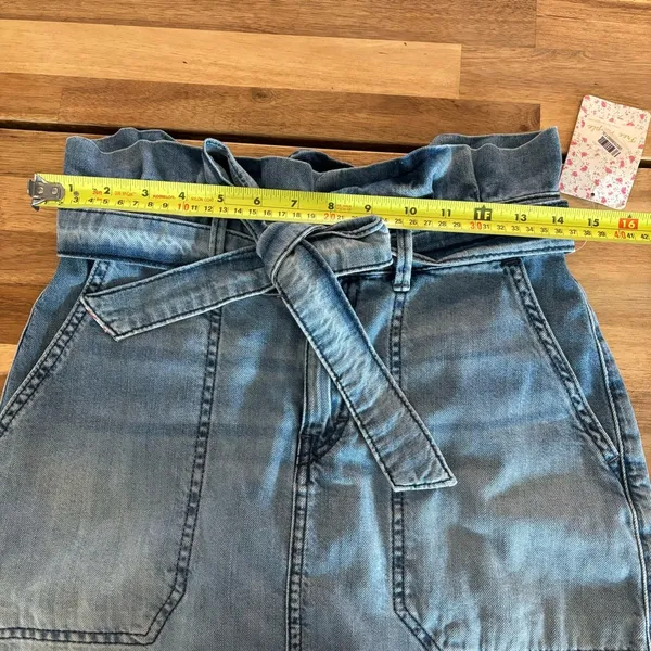 NWT Free People Splendor In The Grass Denim Paperbag Waist Skirt 4 - Image 4