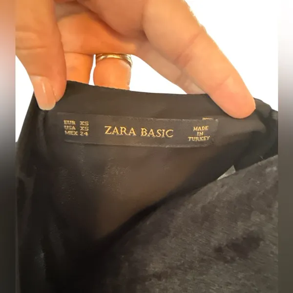 ZARA BASIC Black Tiered Layered Long‎ Sleeve Blouse XS - Image 6