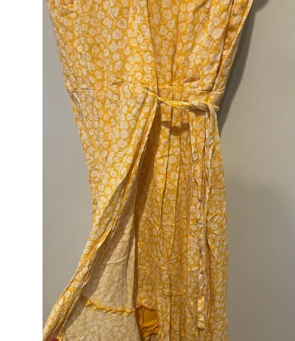 Abercrombie Floral Yellow Wrap Summer Dress - Image 6