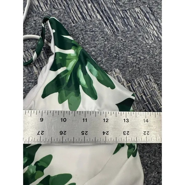 Tempotrek Swimsuit Womens Medium One Piece Ruffle Front White/Green Palms NEW - Image 9