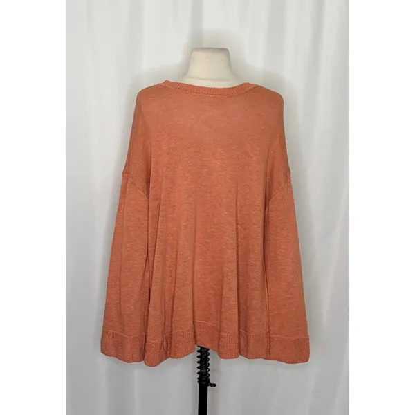 FREE PEOPLE Free-est V Neck Pullover Sweater Orange Knitwear Boho Bohemian Small - Image 7