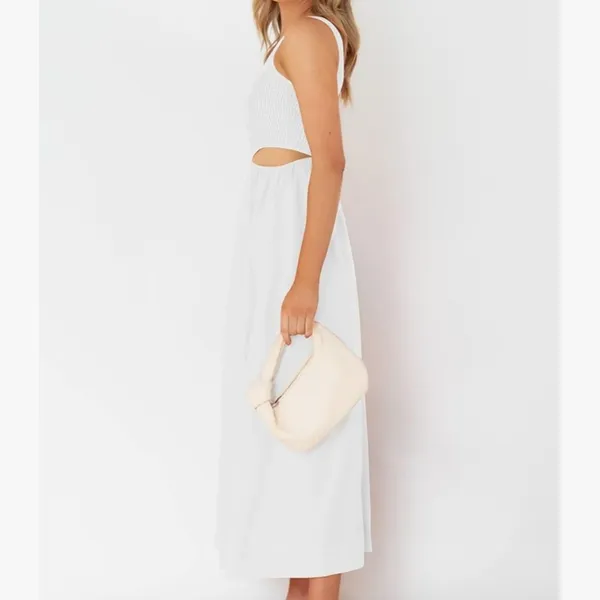 One-Shoulder White Cutout Maxi Dress Size Small - Image 4