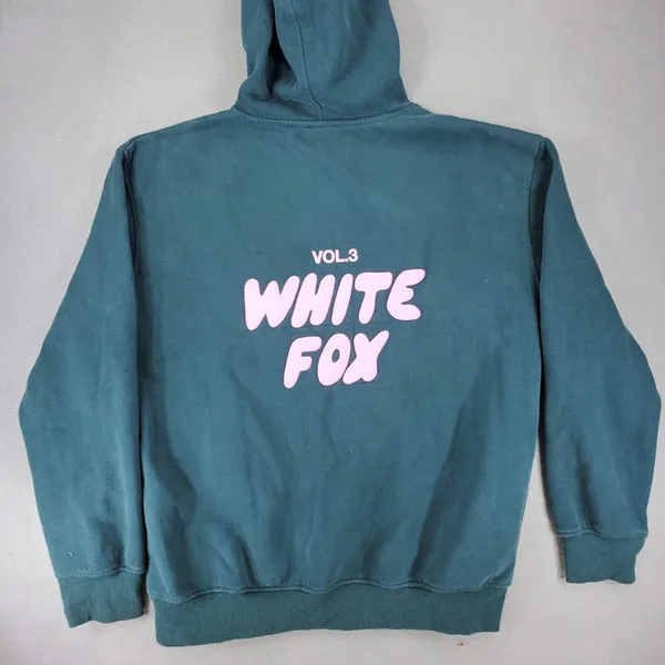 White Fox Hoodie Womens L/XL Teal Vol.3 Graphic Oversized Pullover Sweatshirt - Image 4