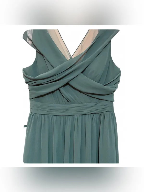 AZAZIE Womens Forest Green Vneck Chiffon Convertible Bridesmaids Dress Size A6 - Image 5