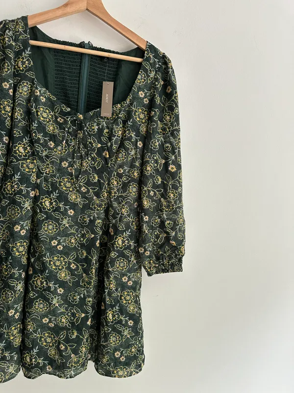 J.Crew Floral Green Mini Dress - Image 5