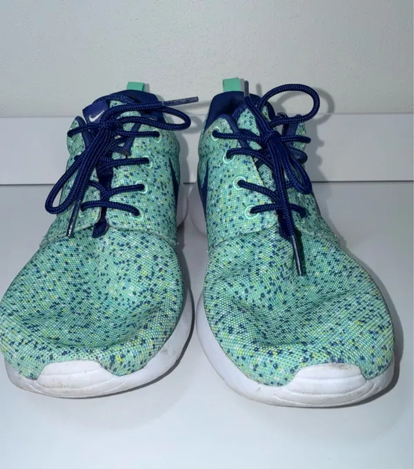 Nike Roshe Run ID Custom Sneakers Specked Seafoam Green Navy Athletic - Image 3