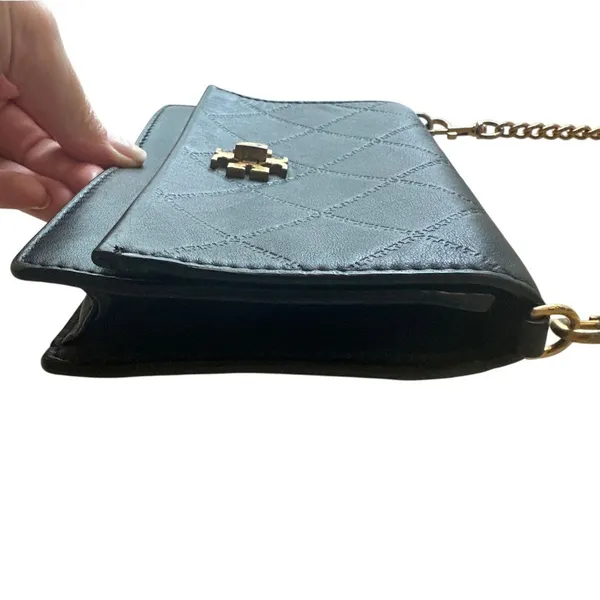 Tory Burch Georgia Quilted Turn Lock Mini Crossbody WOC Black‎ - Image 7