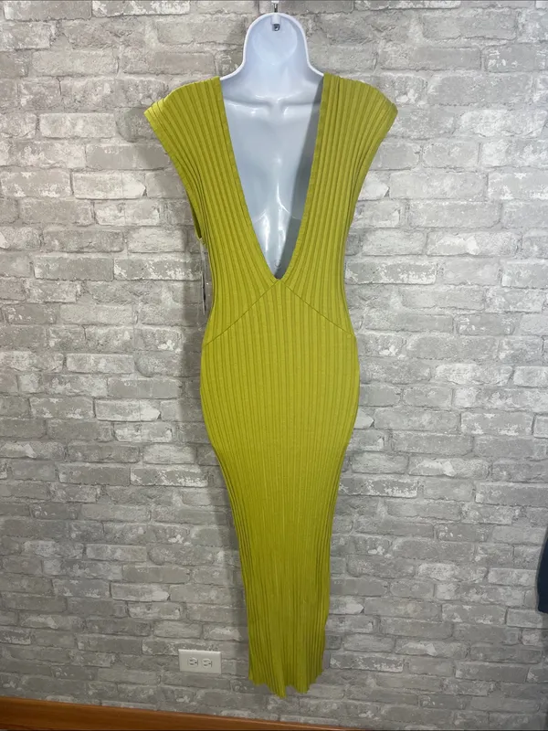 Simon Miller Jago rib-knit midi dress in kiwi green - Image 3