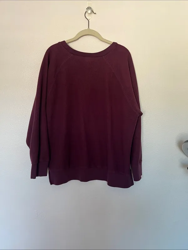 EUC PINK Embroidered Pullover Sweatshirt - Deep Wine sz L - Image 4
