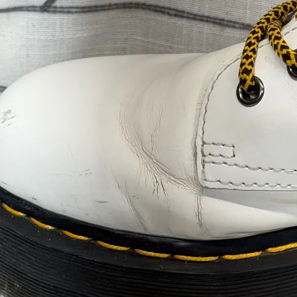 Dr. Martens Jadon Platform Boots Size 8 White Leather Side Zip Lug Sole‎ AW004 - Image 6