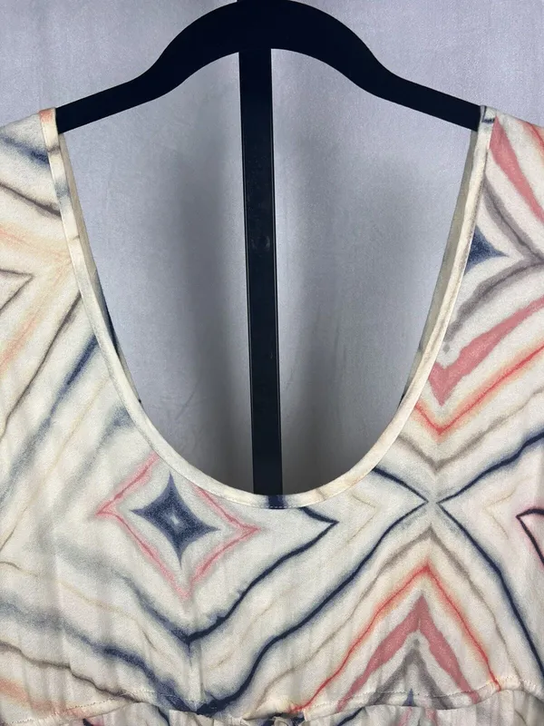 Old Navy Maternity Maxi Dress Women L Cream Geometric Empire Waist Stretch Boho - Image 5