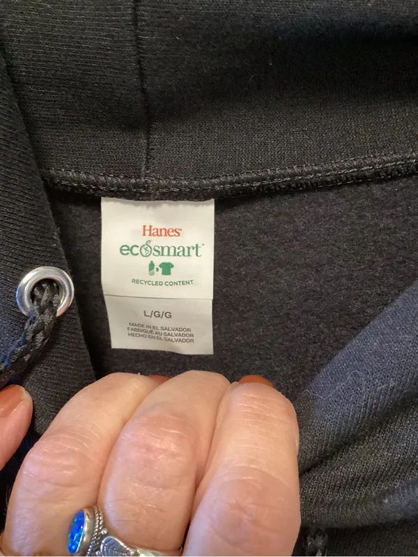 Hanes Black Hoodie with EcoSmart Label - Image 3