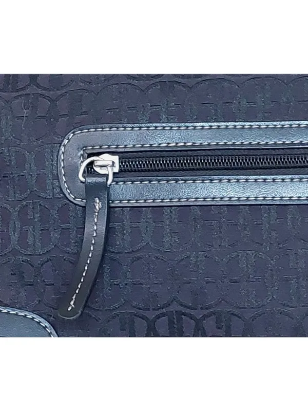 Gianni Bini Black Baguette Signature Print Leather Accent Shoulder Bag Purse - Image 3