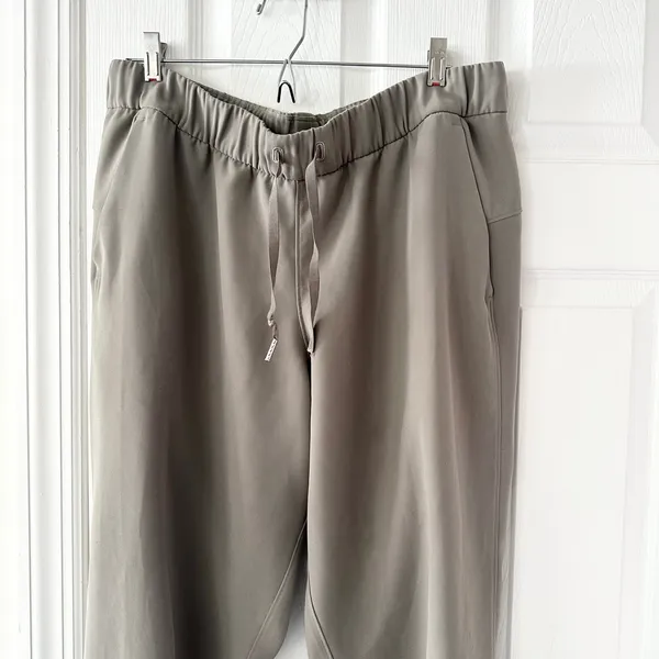 Lululemon Light Grey Sage Green On The Fly Jogger Pants Woven 28" Inseam M/L - Image 4
