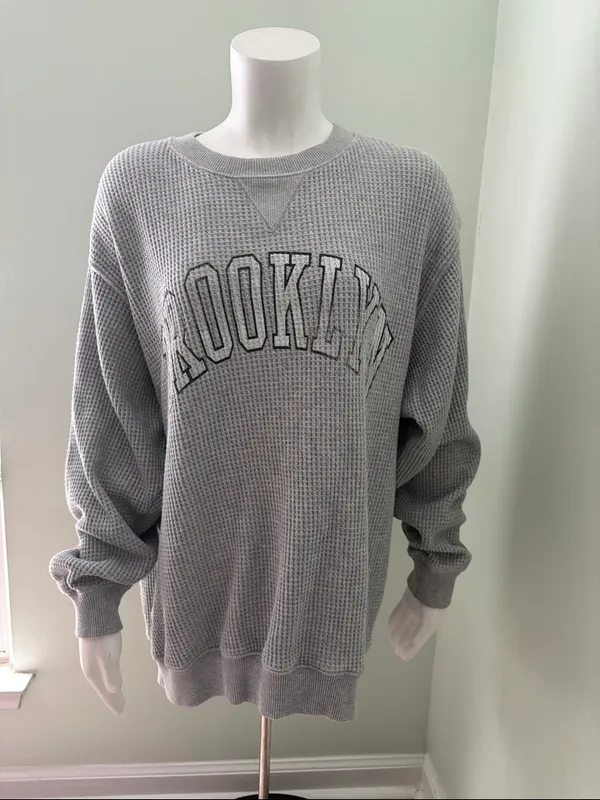 Aerie Brooklyn The Sweat Waffle Crew Oversized Sweatshirt Medium - Image 4