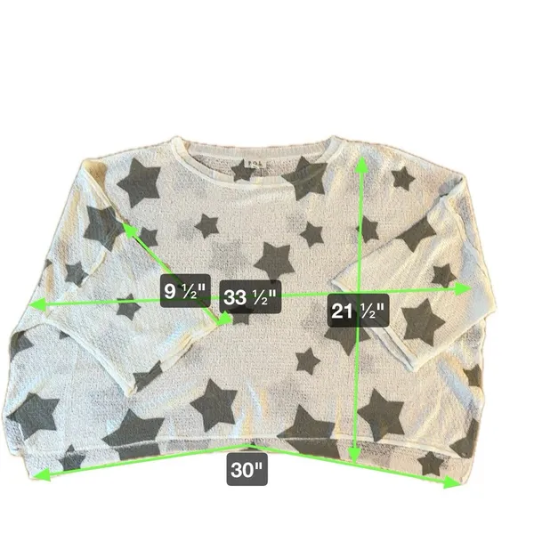 POL Women's Size S Gray/Green Star Pattern Pullover Sweater Polyester‎ - Image 6