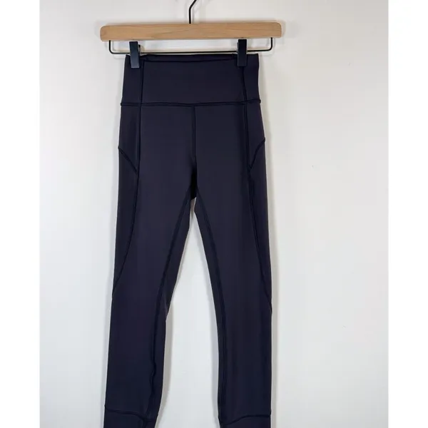 Lululemon Womens Legggings Black In Movement Pull On Stretch Gym Yoga Size 2 - Image 5