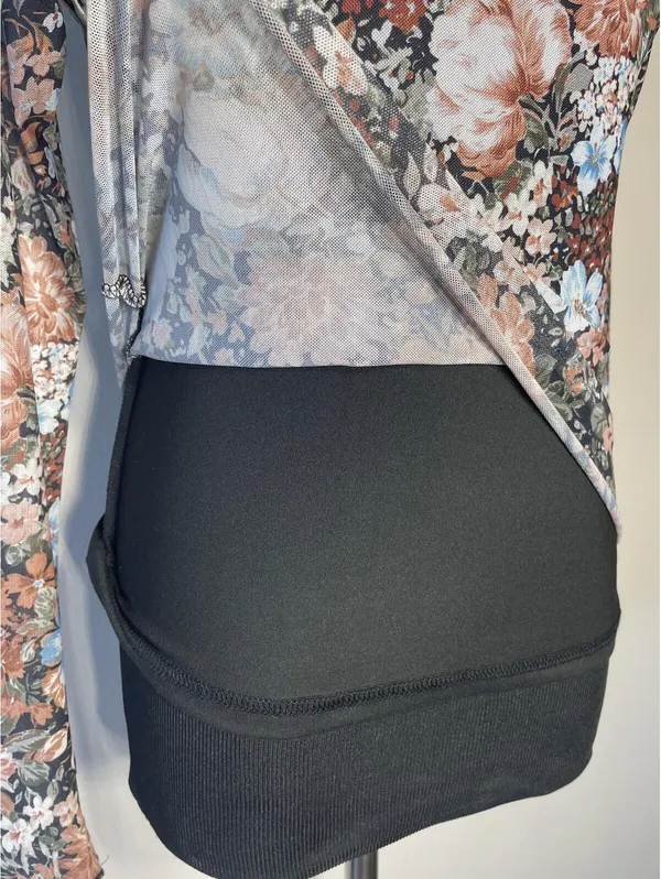 Floral Mesh Mock Neck Long Sleeve Top Y2K Festival Date - Image 4