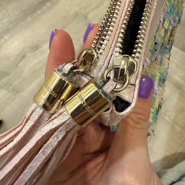 Juicy Couture‎ Y2K Pastel Rainbow Sequin Pouch / Wristlet - HTF - Image 4