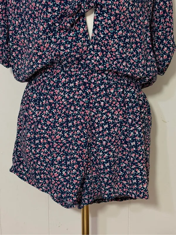 Rails Minka Wildflower Floral Tie Front Romper Navy Size S - Image 5