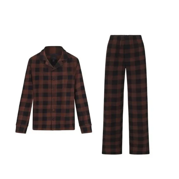 Skims Size 4X Plaid Sleep Set Jasper Buffalo Check Holiday Brown pajamas no box - Image 8