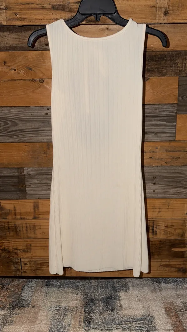PRINCESS POLLY S Ivory Sleeveless Bodycon Knit Mini Dress Tie Back Open Back - Image 3