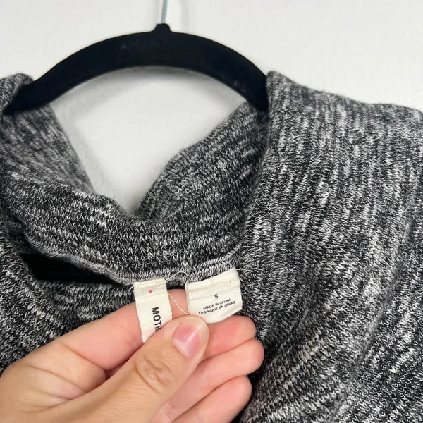 Anthropologie Moth Gray Marbled‎ Knit Cowl Neck Long Sleeve Sweater Dress Small - Image 4