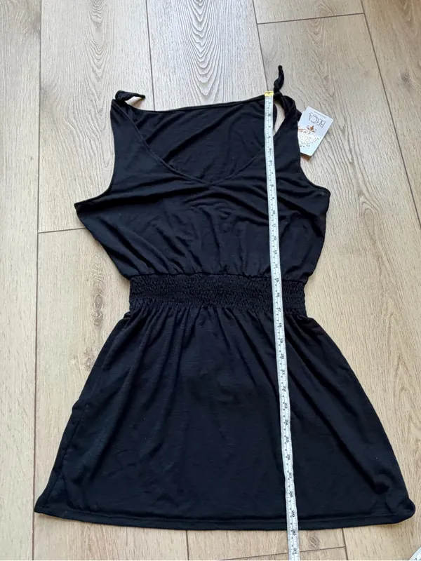 BECCA NWT Breezy Basics Swim Cover-Up Dress size Small Black Swimsuit Beach Mini - Image 10