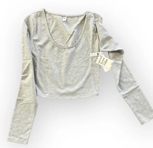 BP Grey Long Sleeved Crop Top - Image 2