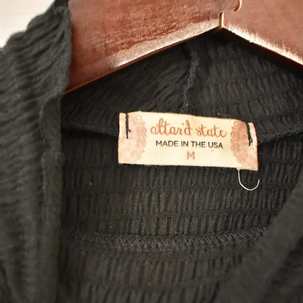 Altar'd State black ribbed turtleneck top with lettuce trim - Image 3