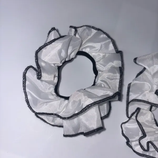 White & Black Stretchy Hair Scrunchie and Choker - Image 3
