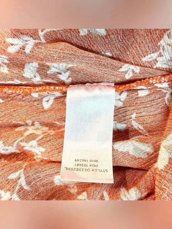 LULUS Women’s Garden Date Red Orange Floral Print Ruffle Midi Dress size XXS - Image 7