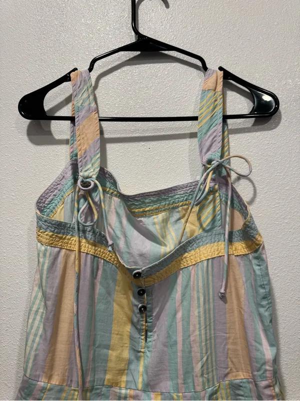Free People Primavera Stripe Cotton Midi Dress Pastel Combo M - Image 7