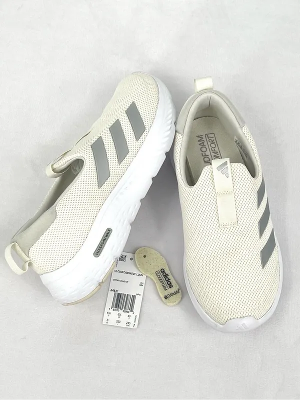 Adidas Cloudfoam Move Lounger Off White Silver Slip On Sneakers size 8 - Image 9