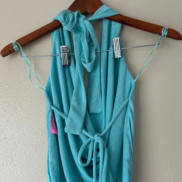 Edikted Turquoise Blue Cowl Neck Skirt Set Size Small - Image 8