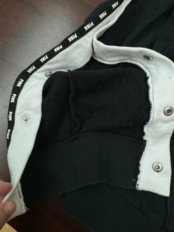 PINK Victoria’s Secret Black and White Jacket with Button Sleeves Size Large - Image 4