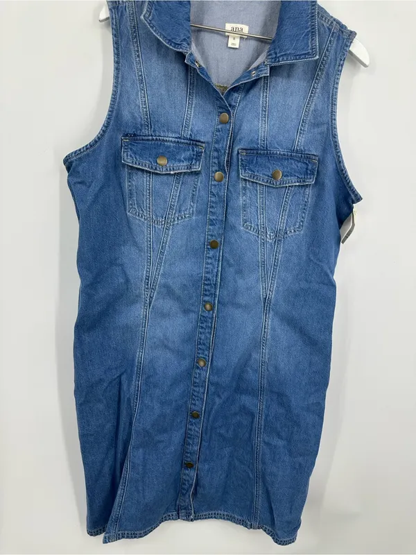 A New Approach Denim Mini Button Up Dress Size XL Boho Western - Image 4
