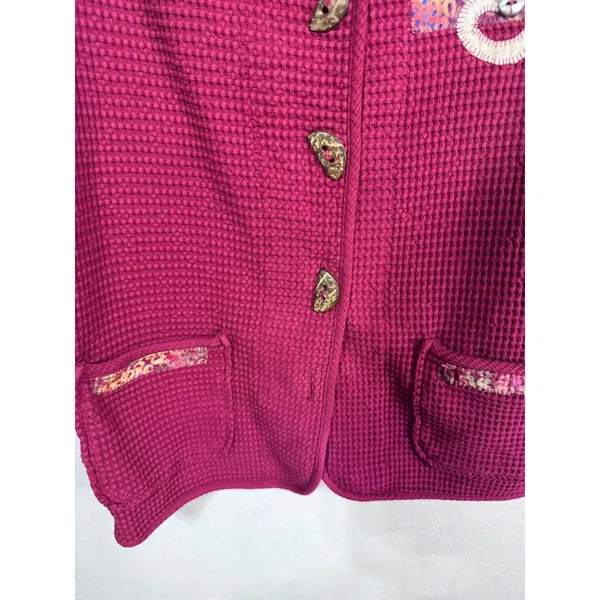 Focus Small Pink Waffle Knit Vest 100%Cotton Cottagecore Boho Patchwork Women's‎ Purple - Image 2