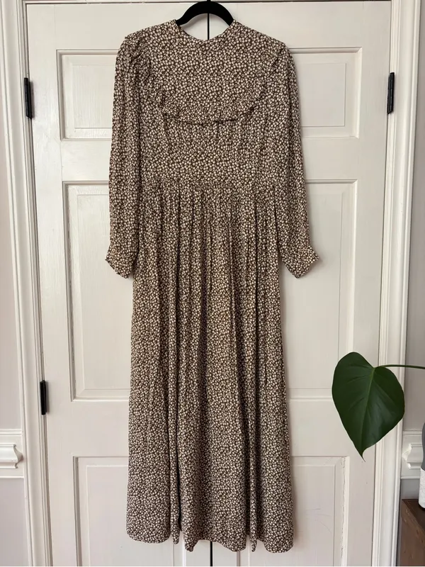 Doen Hawthorne Dress Olive Cherry Willow Floral Long Sleeve Maxi‎ Dress Size S - Image 2