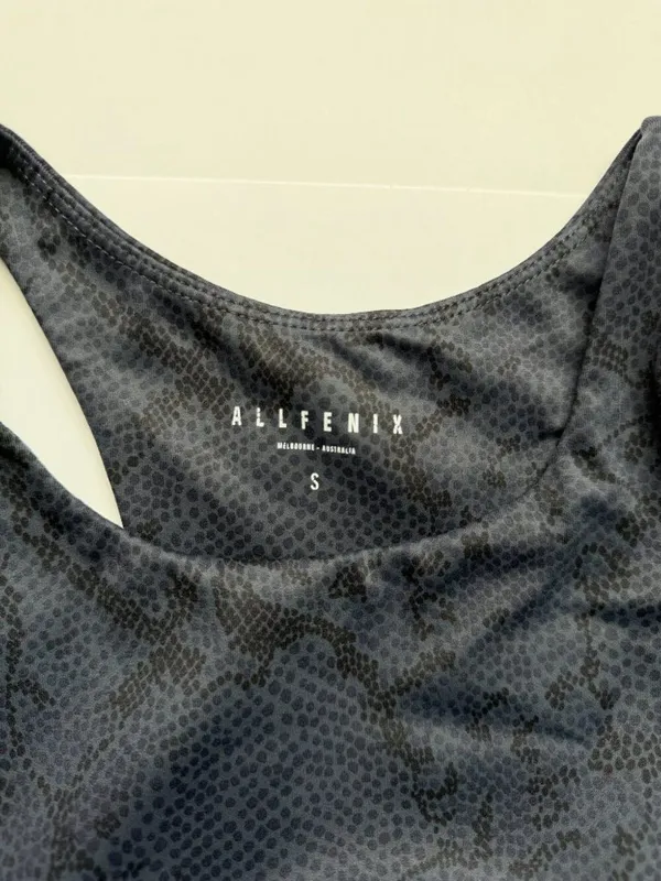 Anthropologie All Fenix‎ Snake Print Sports Bra Size Small Gray Black Athletic - Image 3