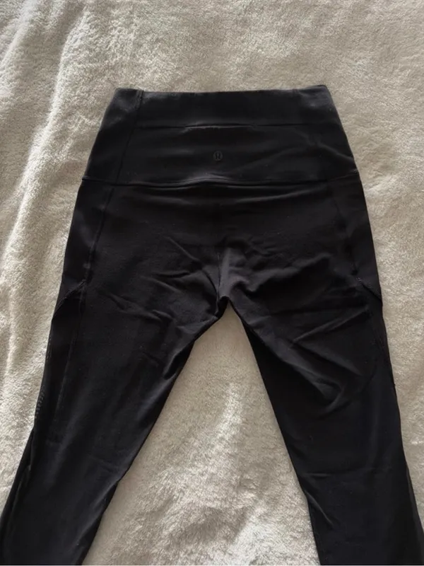 Black Lululemon Leggings with Mesh Detail - Image 2