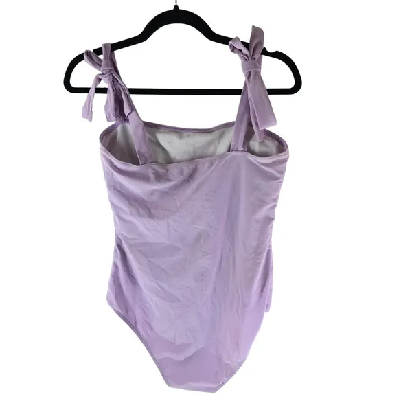 Shein One Piece Swimsuit Square Neck Tie Straps Removable Cups Purple L - Image 2