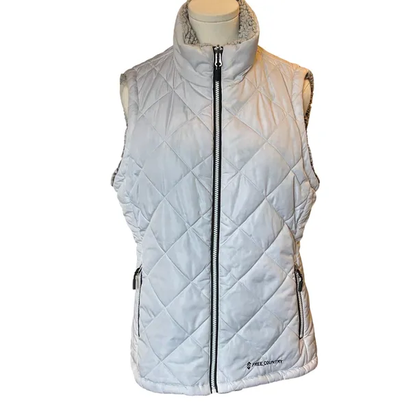 Free Country white reversible vest Sherpa Medium ski winter Layerable - Image 2